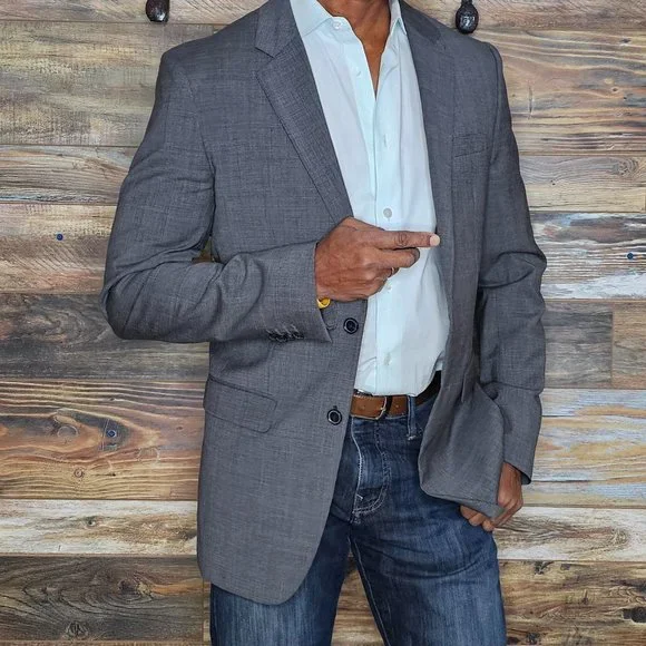 Theory 100% Wool Gray Mini Houndstooth Blazer Sport Jacket Size 40L *EXCELLENT* - Picture 6 of 11